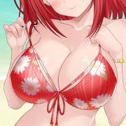 melon_nyugo, 1girl, beach, bikini, bracelet