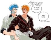 grimmjow_jaegerjaquez, kurosaki_ichigo, bleach, frypannn, 2boys
