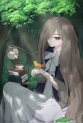 sense_(sousou_no_frieren), sousou_no_frieren, tomato_calbo, bird, blue_dress