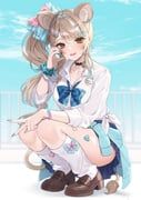 hazumi_aileen, indie_virtual_youtuber, yuzu8ra, 1girl, :d