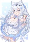 original, hiraga_matsuri, 1girl, animal_ears, blue_eyes