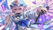 saigyouji_yuyuko, touhou, taezu0627, 1girl, blue_dress