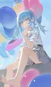 arahashi_tabi, stellive, starshell, 1girl, balloon