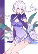 celestia_(strinova), strinova, poxiao_buff, 1girl, bare_shoulders