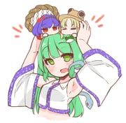 kochiya_sanae, moriya_suwako, yasaka_kanako, touhou, lolipop_x21x