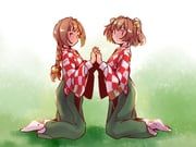 motoori_kosuzu, touhou, rangycrow, 2girls, alternate_hairstyle