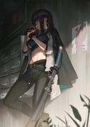 original, yakupan, 1girl, abs, belt