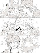aether_(genshin_impact), caelus_(honkai:_star_rail), eous_(zenless_zone_zero), paimon_(genshin_impact), pom-pom_(honkai:_star_rail)