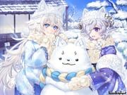 pandora_party_project, feng_jianri, 2girls, animal_ear_headwear, animal_ears
