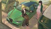 original, yukiale, 2girls, alfa_romeo, arm_at_side
