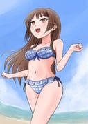 miyama_tsubame, school_girl_strikers, amaki_shou, 1girl, beach