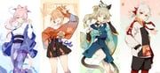 kaedehara_kazuha, kirara_(genshin_impact), sangonomiya_kokomi, yoimiya_(genshin_impact), genshin_impact