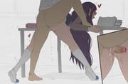 yuri_(doki_doki_literature_club), doki_doki_literature_club, fuzzlogik, 1boy, 1girl