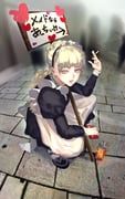 original, kikimifukuri, 1girl, apron, between_fingers