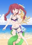 hanazono_yurine, jashin-chan, jashin-chan_dropkick, jakajam02, 2girls