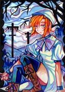 ryuuguu_rena, higurashi_no_naku_koro_ni, yomiblin, bags_under_eyes, beret
