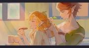 link, the_legend_of_zelda, rain_rkgk, 2boys, blonde_hair