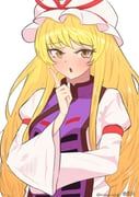 yakumo_yukari, touhou, mikage_tsuki, 1girl, blonde_hair