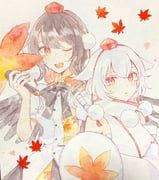 inubashiri_momiji, shameimaru_aya, touhou, mozukuzu_(manukedori), 2girls