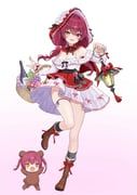 houshou_kumarine, houshou_marine, little_red_riding_hood_(fairy_tale_character), hololive, genjitsu_pirika