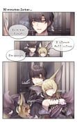 suzuran's_father_(arknights), suzuran_(arknights), suzuran_(yukibare)_(arknights), vulpisfoglia_(arknights), vulpisfoglia_(out_of_focus)_(arknights)