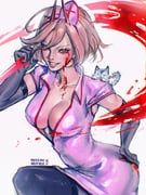 power_(chainsaw_man), chainsaw_man, nnmoaeart, 1girl, animal_on_shoulder