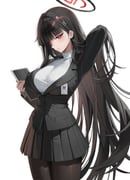 rio_(blue_archive), blue_archive, hyoin, 1girl, arm_up