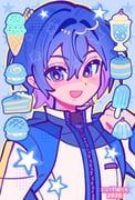 kaito_(vocaloid), vocaloid, coffienq08, 1boy, blue_background