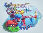 barq, byte_(arms), dna_man_(arms), min_min_(arms), ribbon_girl_(arms)
