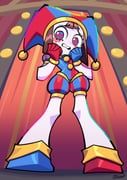 pomni_(the_amazing_digital_circus), the_amazing_digital_circus, sico_de_seraph, 1girl, asymmetrical_eyelashes