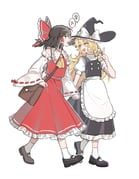 hakurei_reimu, kirisame_marisa, touhou, bai_l, 2girls