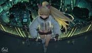 poted's_character, original, 1girl, animal_ears, assault_rifle