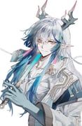 yi_(arknights), arknights, bochishiraita, 1boy, blue_streaks