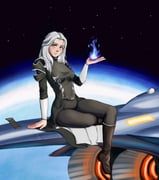 original, discmod, 1girl, blue_fire, fire