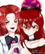 hecatia_lapislazuli, horikawa_raiko, touhou, kuruppo_pigeon, 2girls