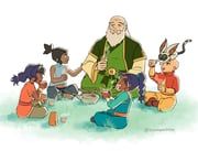 aang, iroh, korra, momo_(avatar), nisha_(avatar)