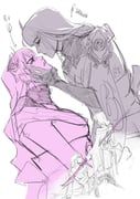 raiden_shogun, genshin_impact, yeysoup, 2girls, armor
