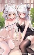 indie_virtual_youtuber, pomegranate_nana, 2girls, animal_ears, antenna_hair