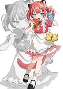akami_karubi, akami_karubi_(1st_costume), crazy_raccoon, sai_saburou, 1girl