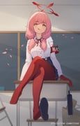 chinatsu_(blue_archive), blue_archive, gk_guoke, 1girl, :q