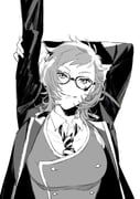 trey_clover, twisted_wonderland, sayosato, 1girl, arms_up