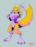 renamon, digimon, falvie, 1girl, animal_ears