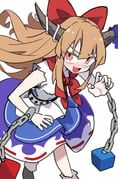 ibuki_suika, touhou, e.o., 1girl, ball_and_chain_restraint