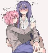 natsuki_(doki_doki_literature_club), yuri_(doki_doki_literature_club), doki_doki_literature_club, wapi_ww, 2girls