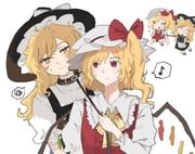 flandre_scarlet, kirisame_marisa, touhou, ramochi, 2girls