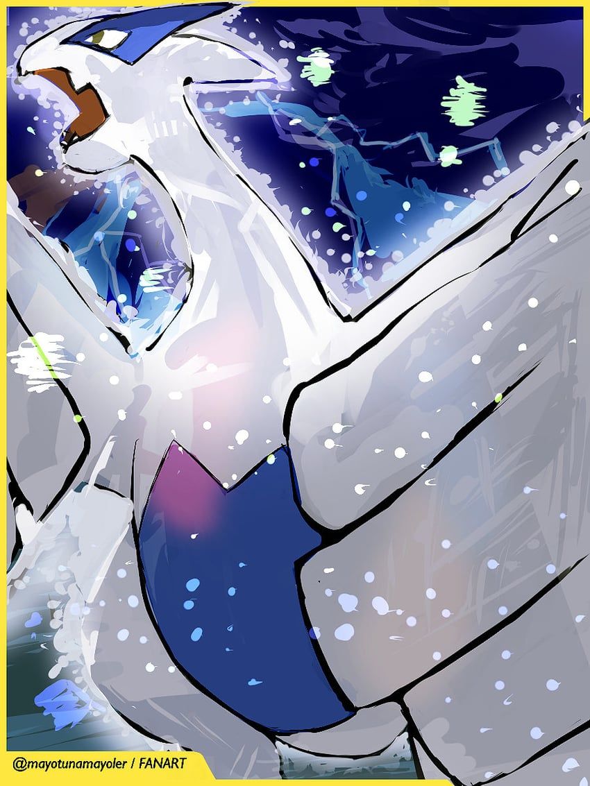 lugia, pokemon, mayotsunamayo, bright_pupils, fang