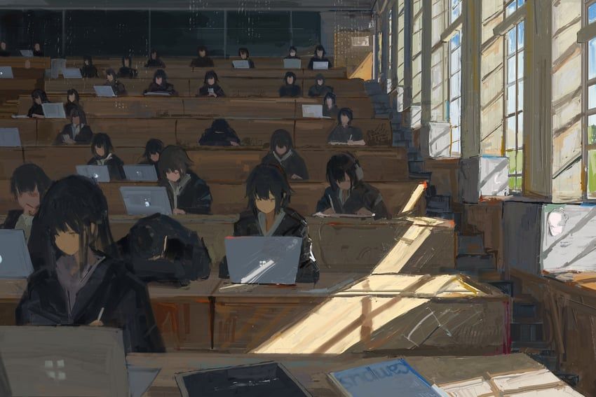 original, koukouya, 6+girls, black_hair, black_jacket