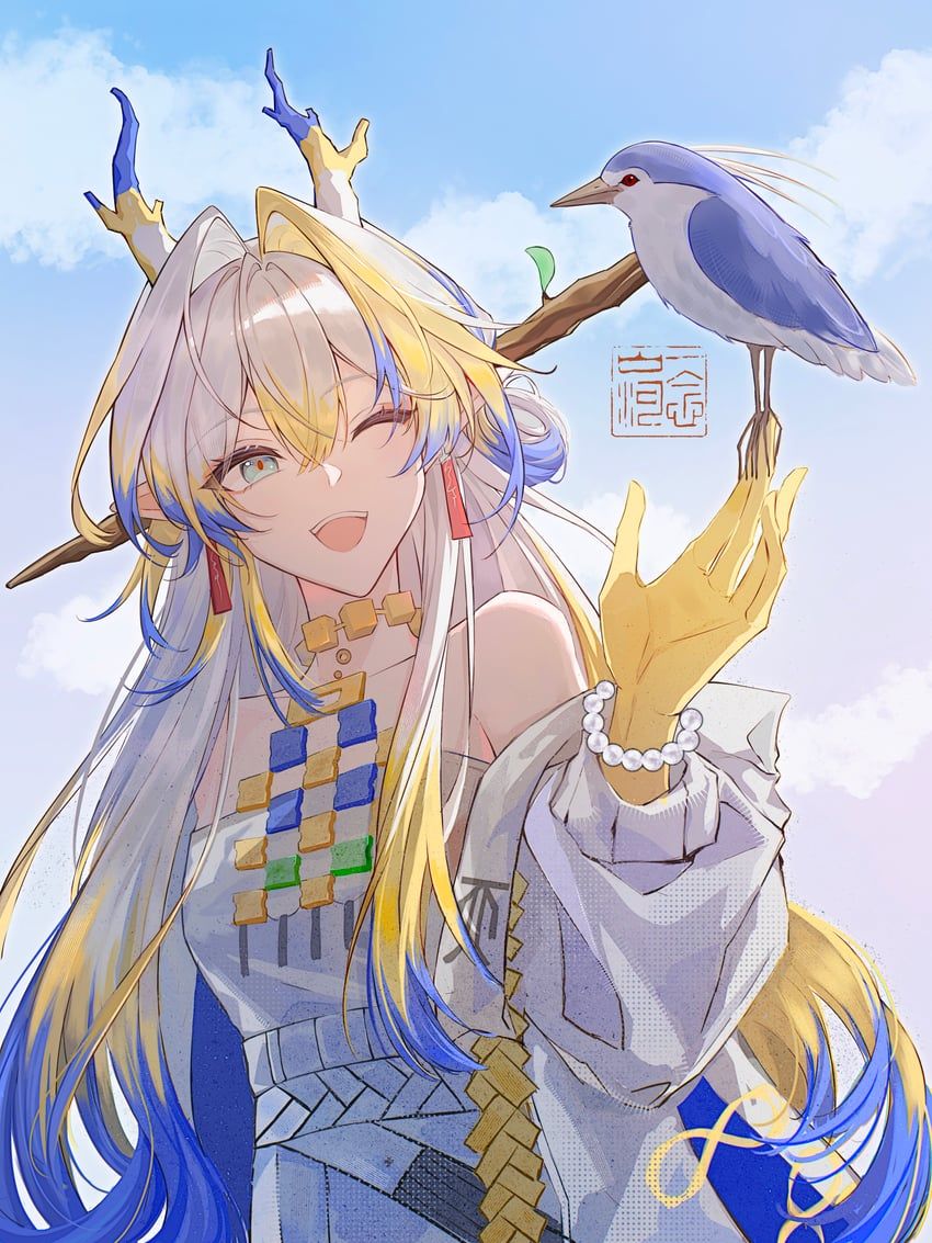 shu_(arknights), arknights, qingyimouzhixianyuhuashou, 1girl, bare_shoulders