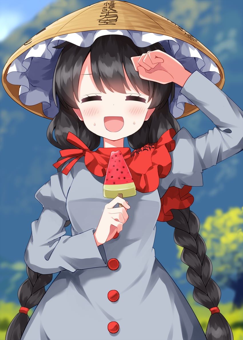 yatadera_narumi, touhou, ruu_(tksymkw), 1girl, :d