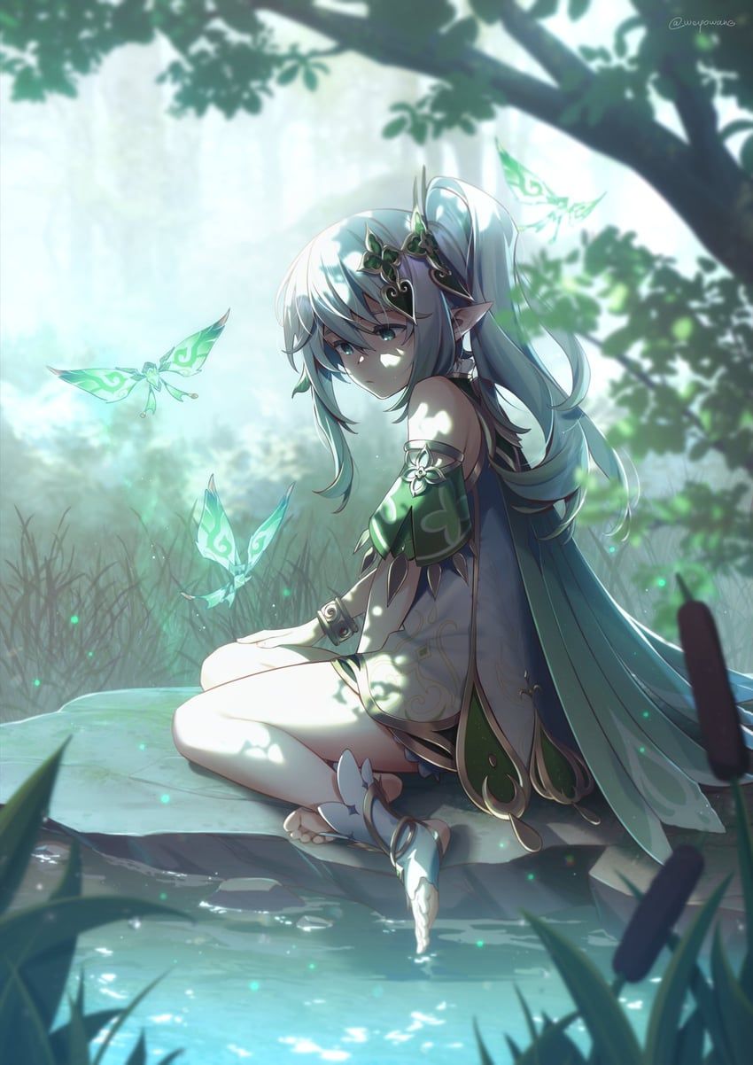 crystalfly_(genshin_impact), nahida_(genshin_impact), genshin_impact, weyowang, 1girl